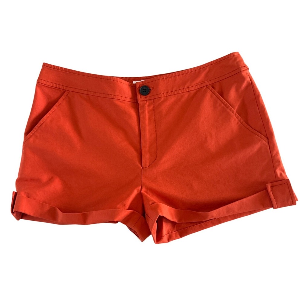 Derek Lam 10 Crosby Orange Cotton Blend Cuffed Shorts Womens‎ Size 10 Chic